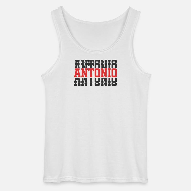 Antonio T-Shirt Geschenkidee gestapelter Text - Gildan Männer Tank Top - Weiß