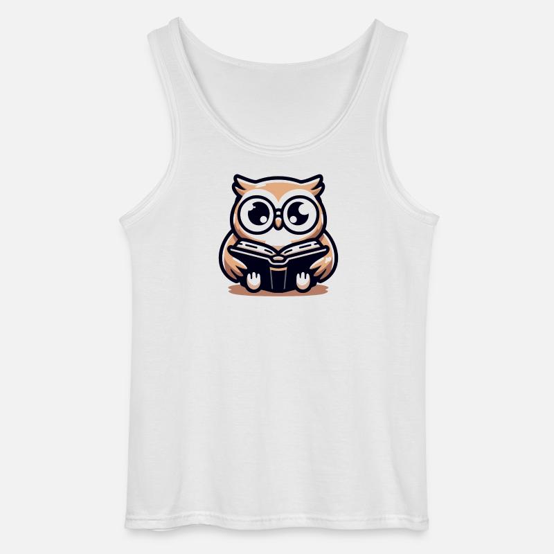 Weiser Eulenleser-Buch-Talisman - Gildan Männer Tank Top - Weiß