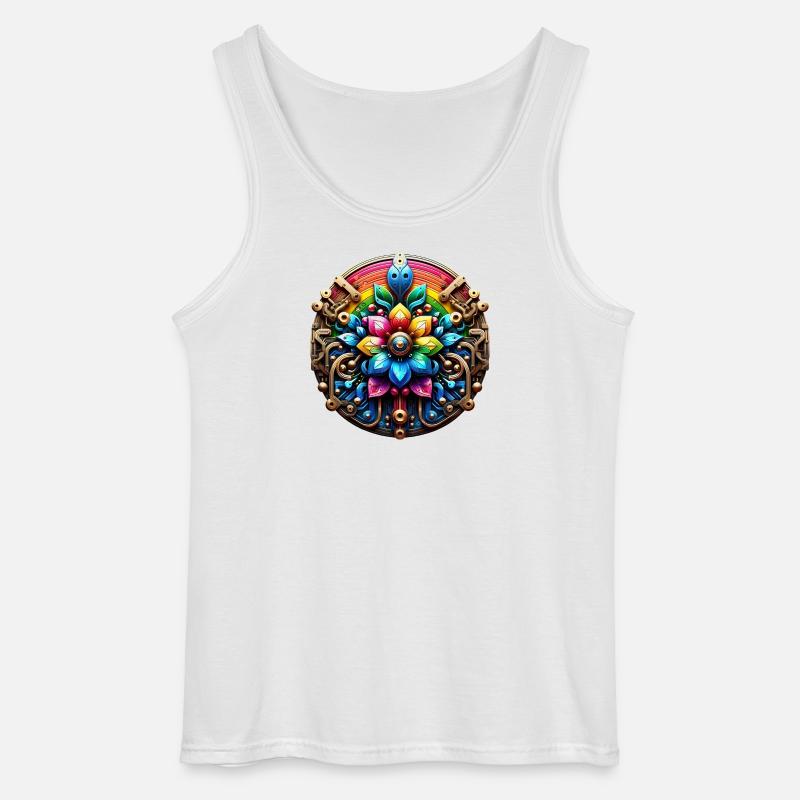 Psychedelische Steampunk Blume Regenbogen - Gildan Männer Tank Top - Weiß