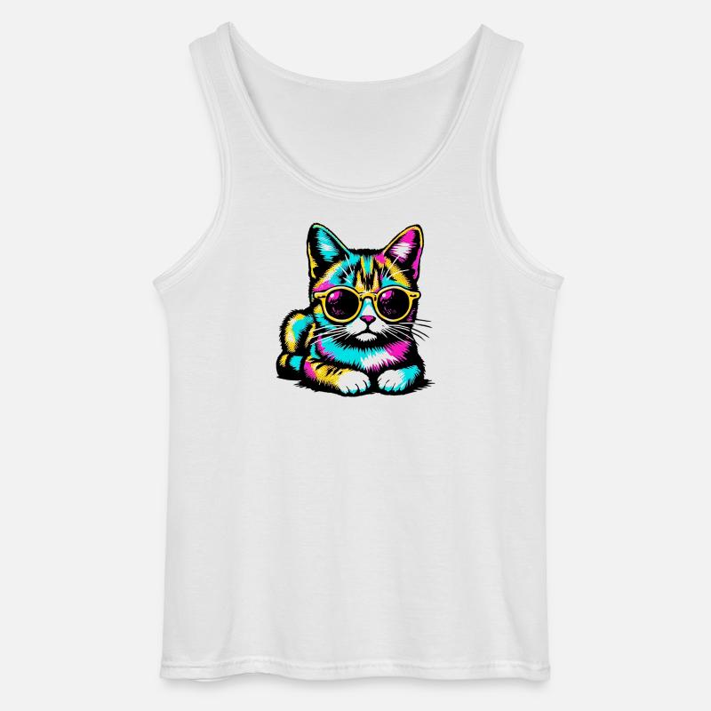 Katze mit Sonnenbrille - Gildan Männer Tank Top - Weiß