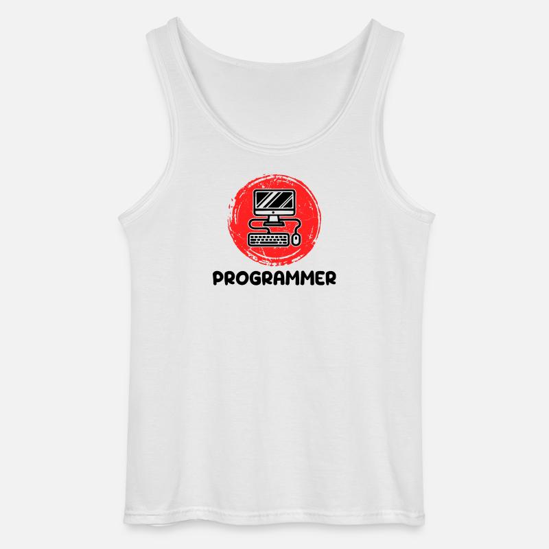 Computer Developer Programmer Code Scripting - Gildan Men’s Tank Top - white
