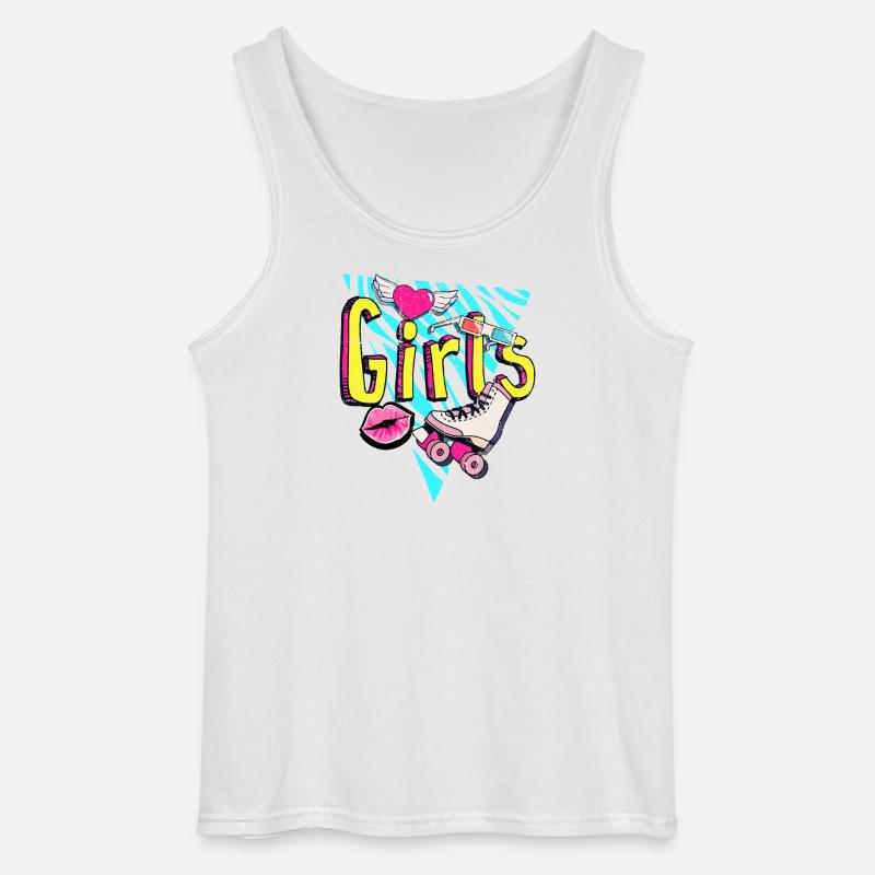 Mädchen Retro Roller Pop Art - Gildan Männer Tank Top - Weiß