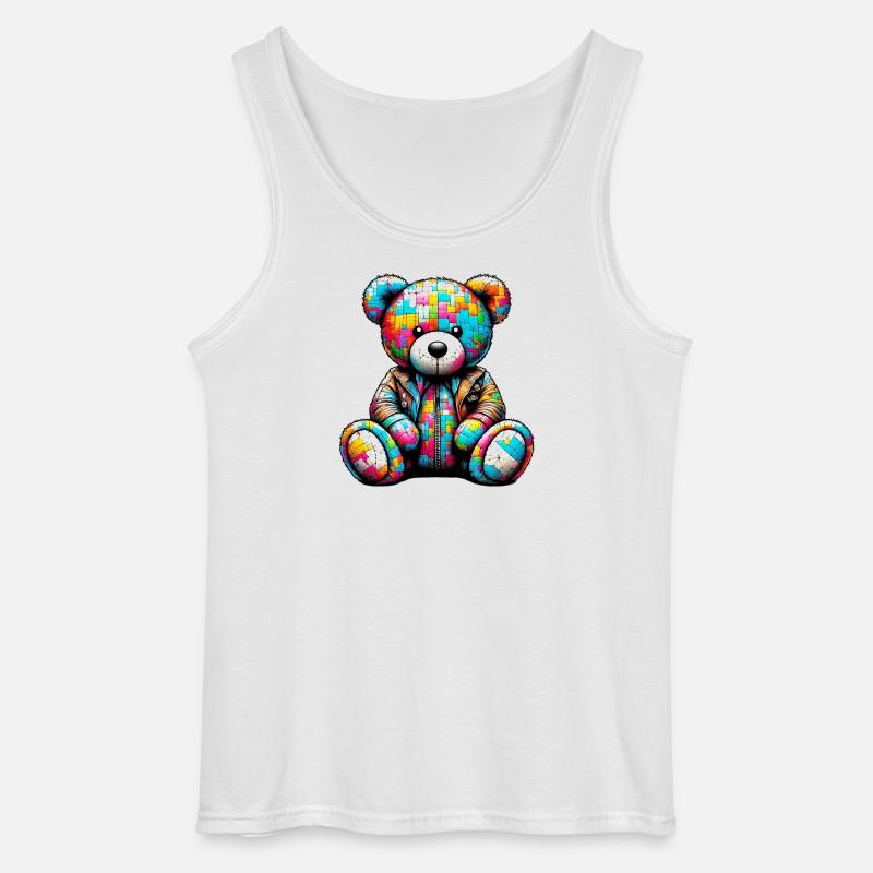 Teddybär Teddybär Lederweste - Gildan Männer Tank Top - Weiß
