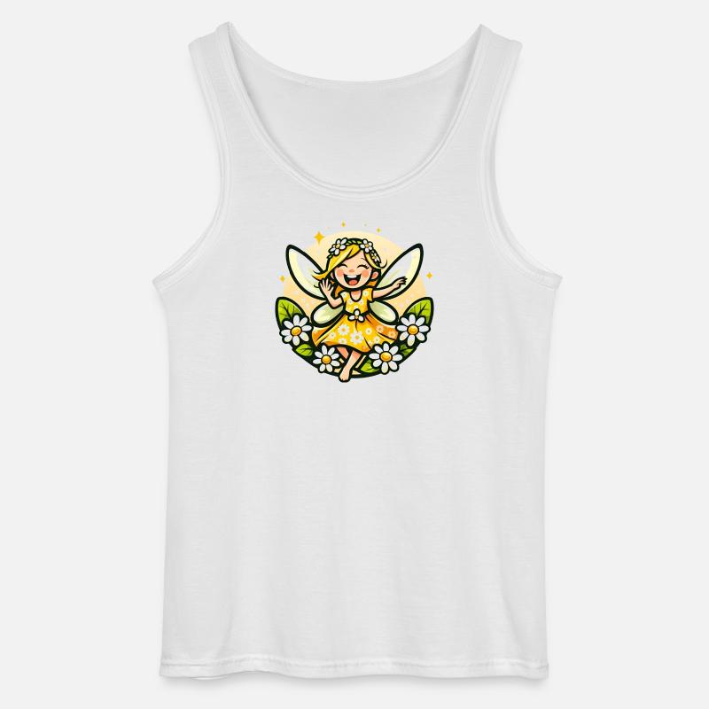 Süße Fee Gänseblümchen Blumenmädchen Lächeln - Gildan Männer Tank Top - Weiß