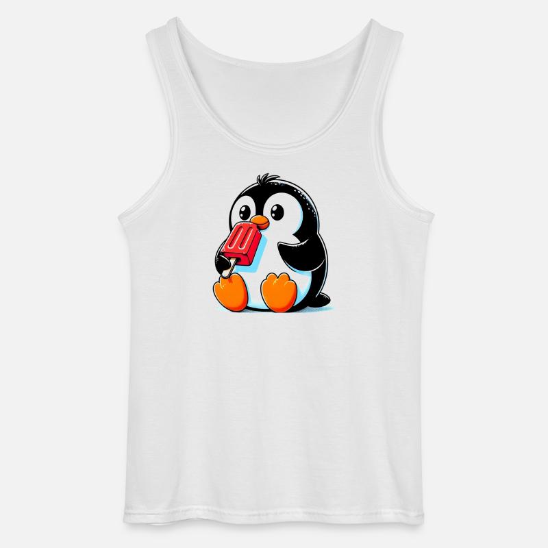 Pinguin isst ein Eis am Stiel - Gildan Männer Tank Top - Weiß
