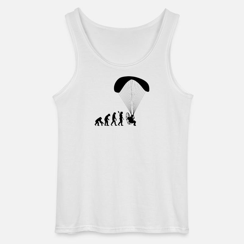 Paramotoring Human Evolution Funny - Gildan Men’s Tank Top - white