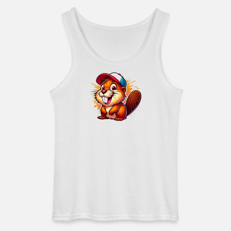 Biber mit Baseballkappe - Gildan Männer Tank Top - Weiß