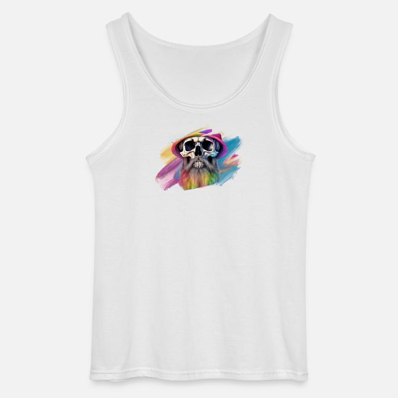 Bunte Regenbogen-Totenkopf-Designe - Gildan Männer Tank Top - Weiß