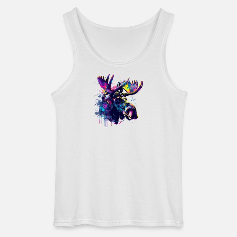 Elch Elche Elchkopf mit Kopfhörer - Gildan Männer Tank Top - Weiß