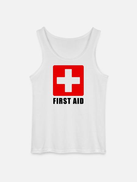 First Aid Medical Cross Safety Sign Vector Icon - Gildan Men’s Tank Top - white