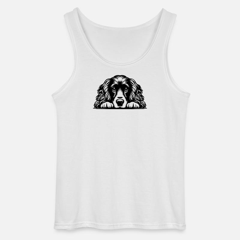 Cocker Spaniel Head with Paws - Gildan Men’s Tank Top - white