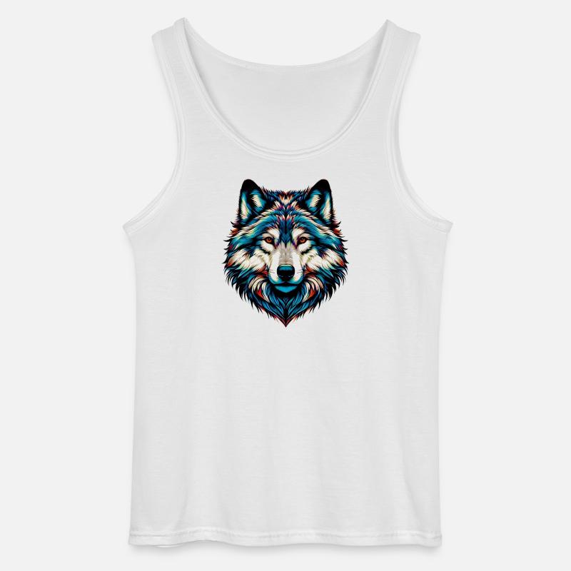 Wolf - Gildan Männer Tank Top - Weiß