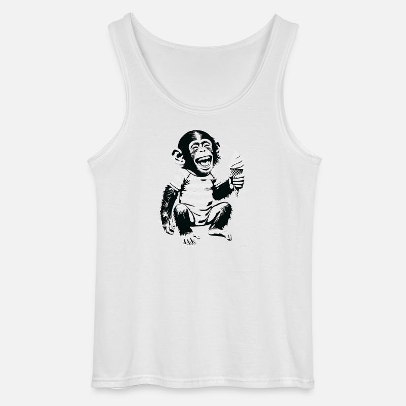 Verspielter Affe mit Eiscreme-Design - Gildan Männer Tank Top - Weiß