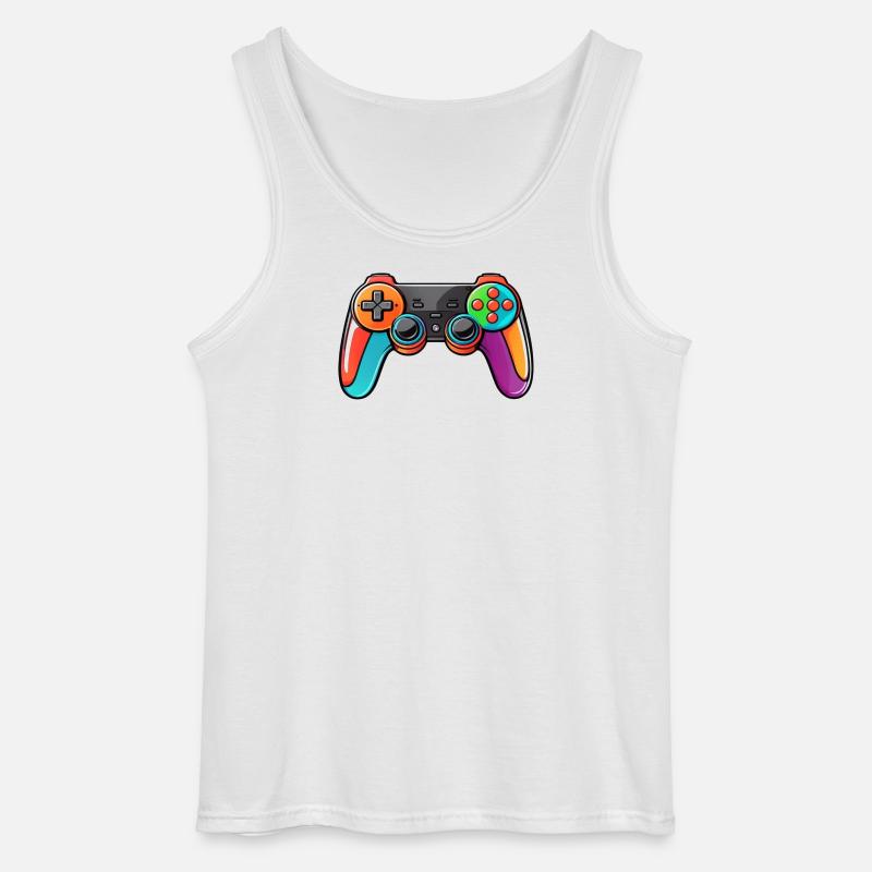 Gamepad Controller Farben Bunt - Gildan Männer Tank Top - Weiß