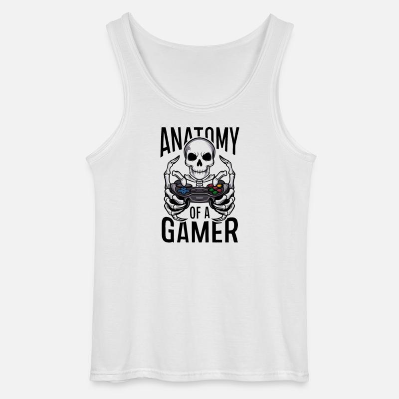 Gamer Skeleton mit Gamecontroller - Gildan Männer Tank Top - Weiß