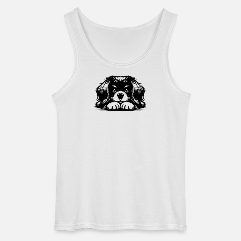 Tibet Spaniel Kopf mit Pfoten - Gildan Männer Tank Top - Weiß