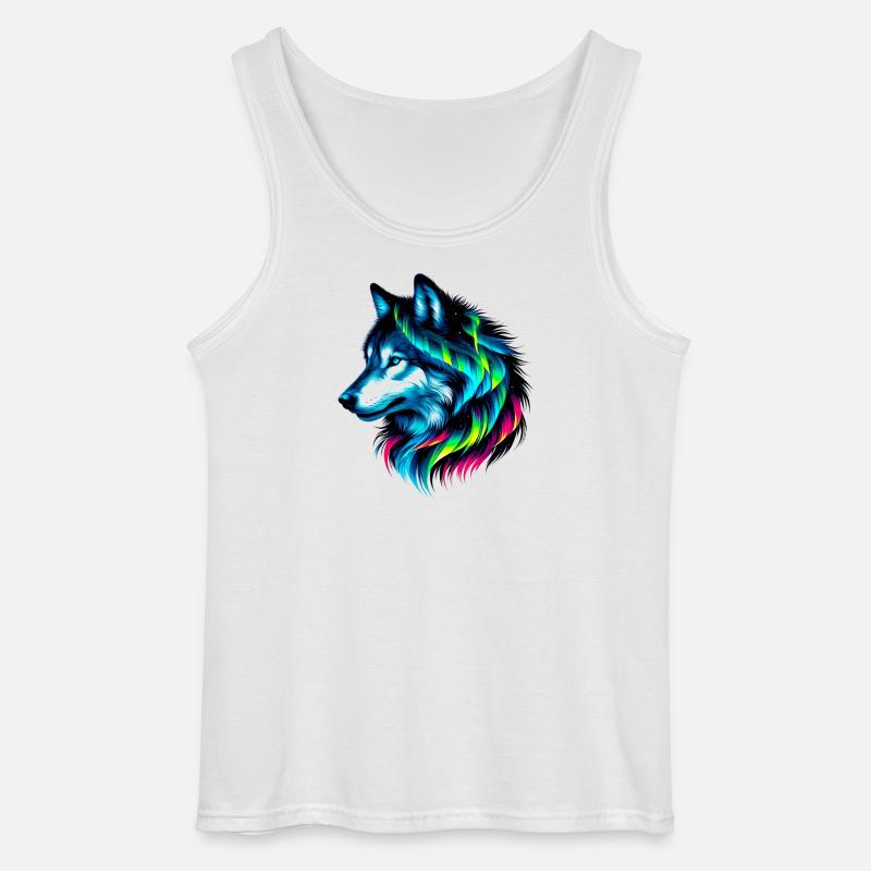Wolf - Gildan Männer Tank Top - Weiß