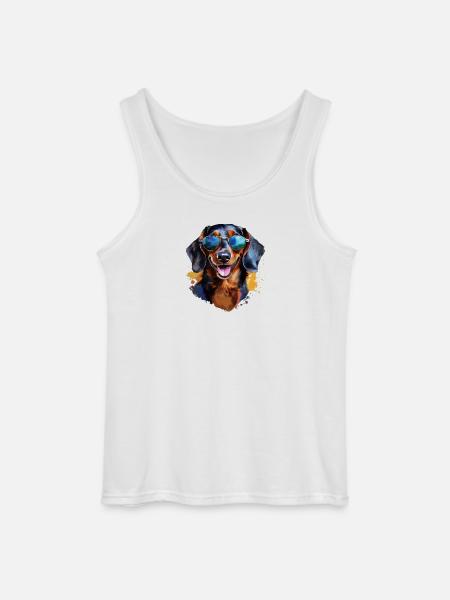 Dachshund with sunglasses - Gildan Men’s Tank Top - white