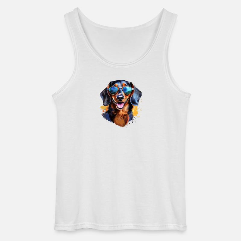 Dackel mit Sonnenbrille - Gildan Männer Tank Top - Weiß