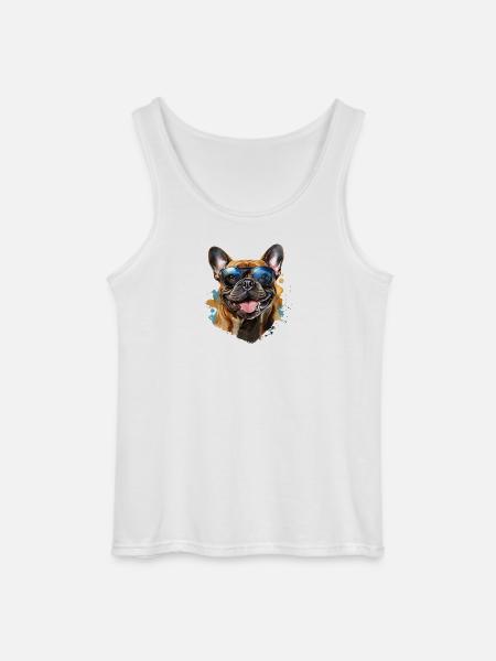 Frenchie with sunglasses - Gildan Men’s Tank Top - white