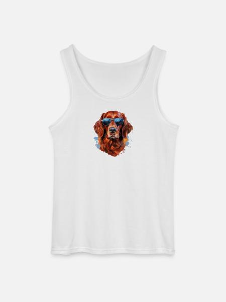 Irish Setter with Sunglasses - Gildan Men’s Tank Top - white