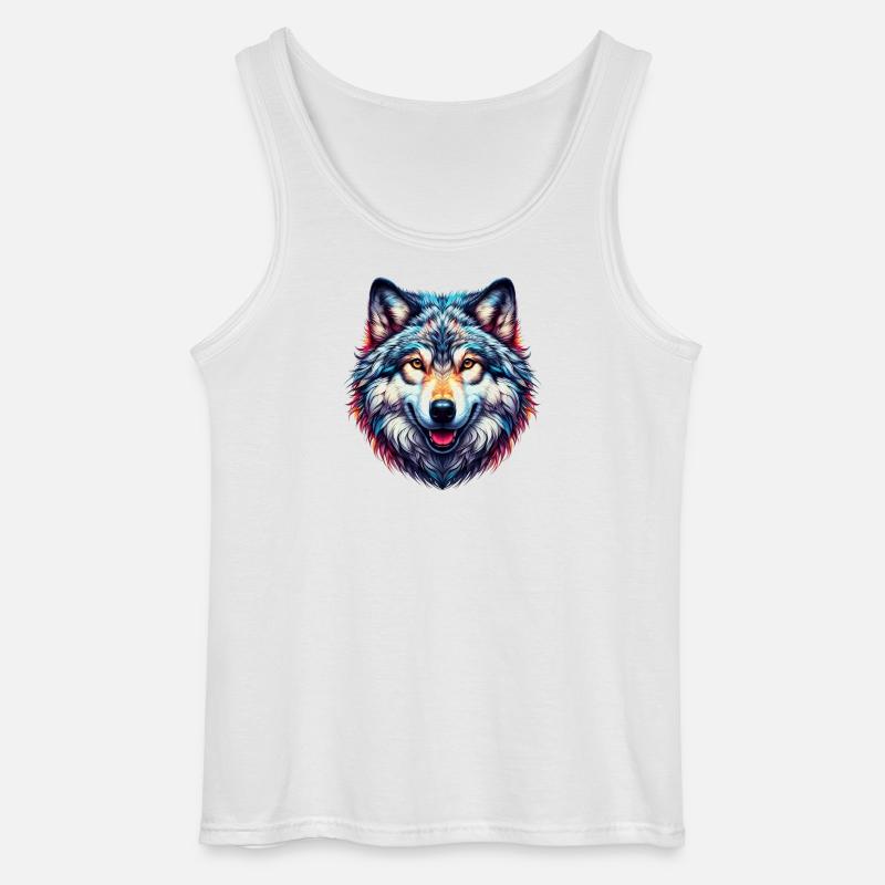 Wolf - Gildan Männer Tank Top - Weiß