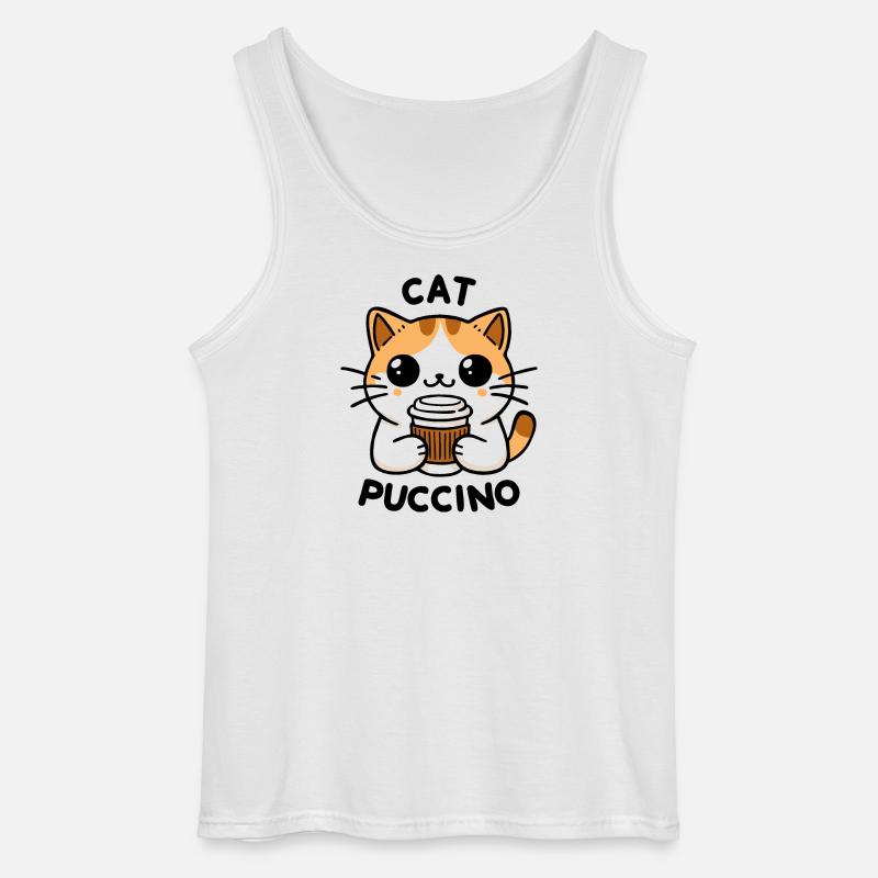 Catpuccino 2 - Gildan Männer Tank Top - Weiß