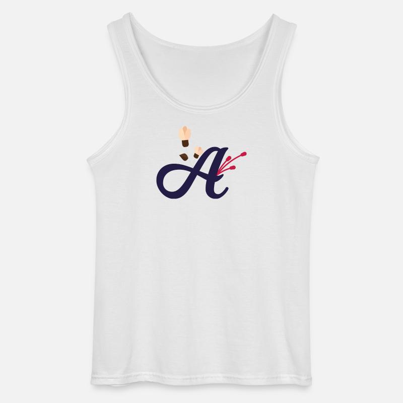 Eleganter Buchstabe 'A' mit Blumen - Gildan Männer Tank Top - Weiß