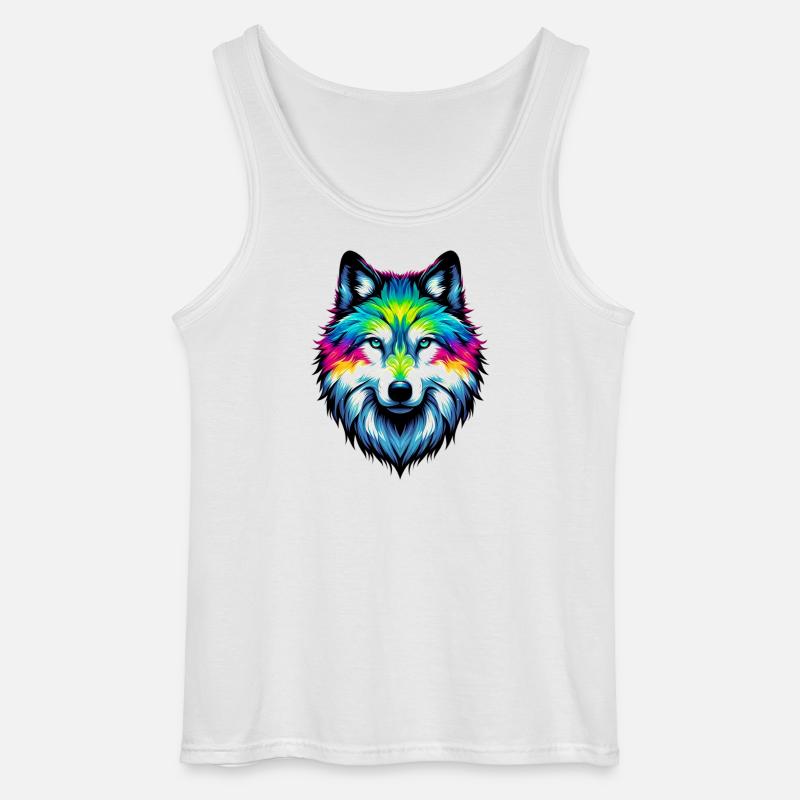 Wolf - Gildan Männer Tank Top - Weiß