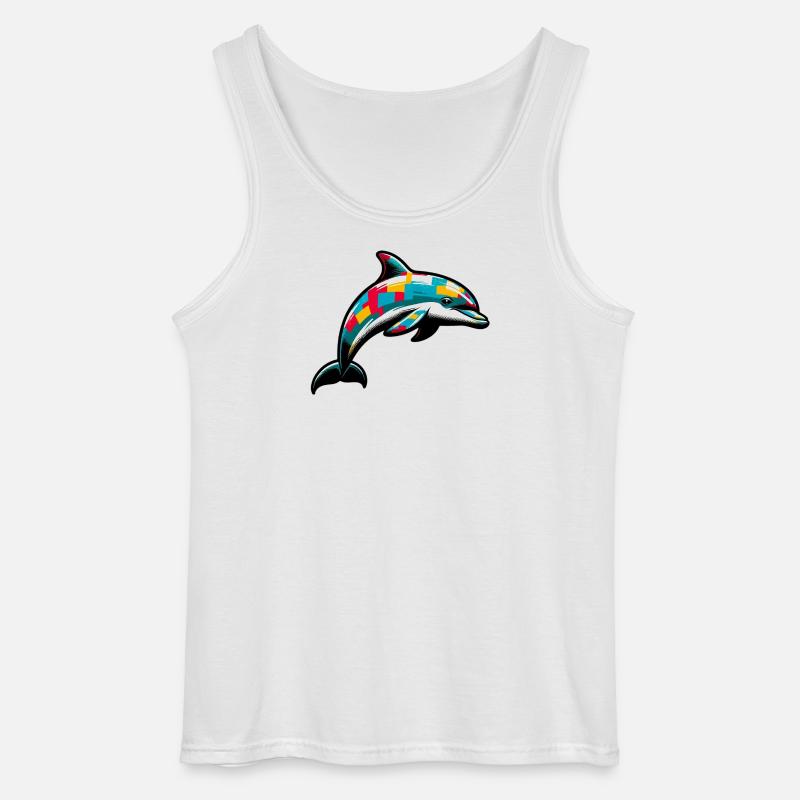 Delfin - Gildan Männer Tank Top - Weiß