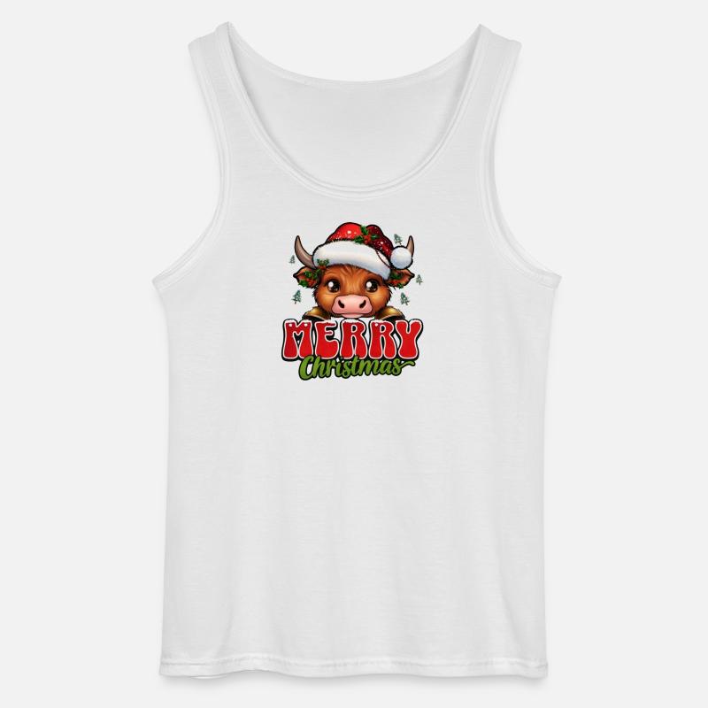Weihnachtskuh mit Santa Hut - Gildan Männer Tank Top - Weiß