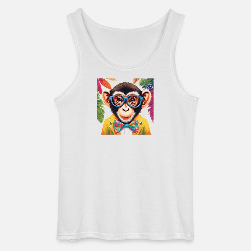 Lebendiger Affe in stilvoller Kleidung - Gildan Männer Tank Top - Weiß