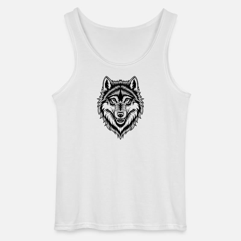 Wolf Kostüm blauer Wolfskopf Werwolf und - Gildan Männer Tank Top - Weiß