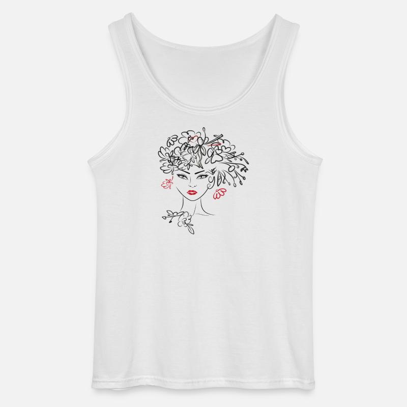 Frauenkopf mit Blüten - Gildan Männer Tank Top - Weiß