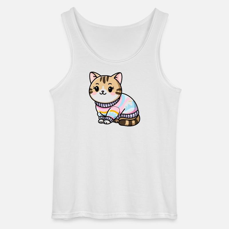 Kuscheliger Pullover Katze - Gildan Männer Tank Top - Weiß