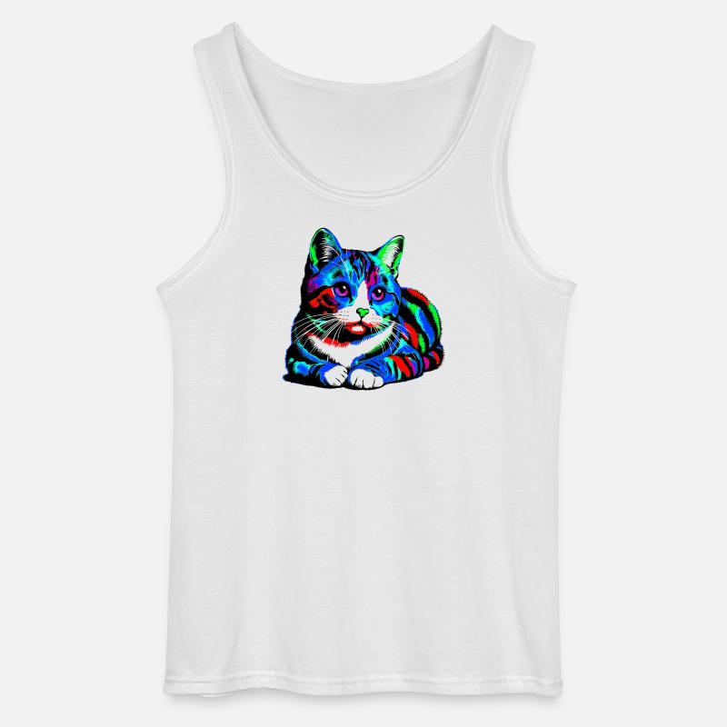 Katze - Gildan Männer Tank Top - Weiß
