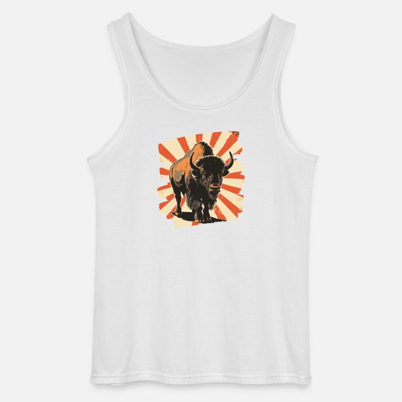 Bison Retro - Gildan Männer Tank Top - Weiß