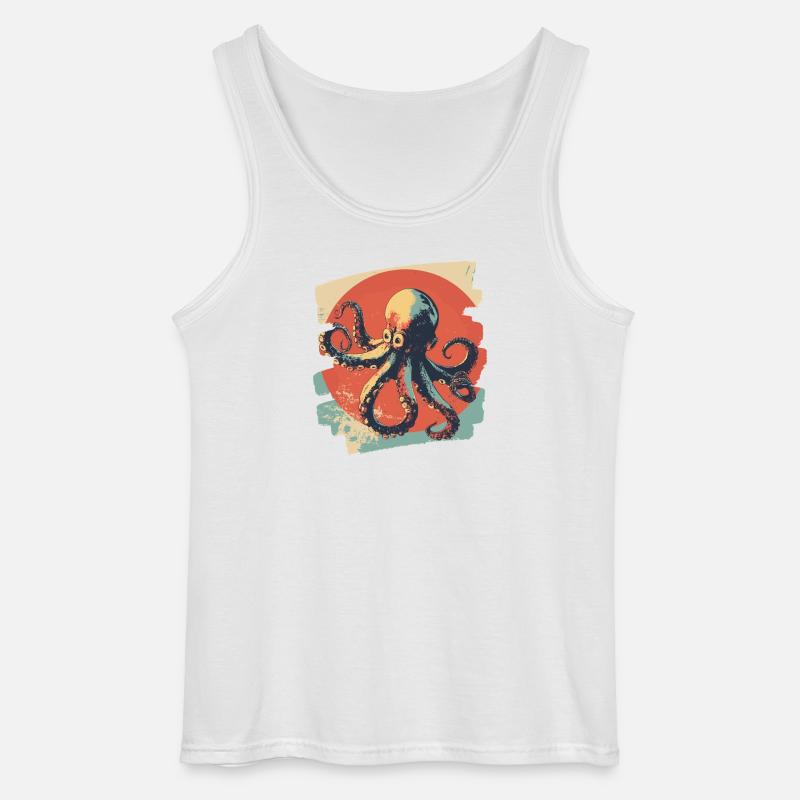 Kraken Oktopus Retro - Gildan Männer Tank Top - Weiß