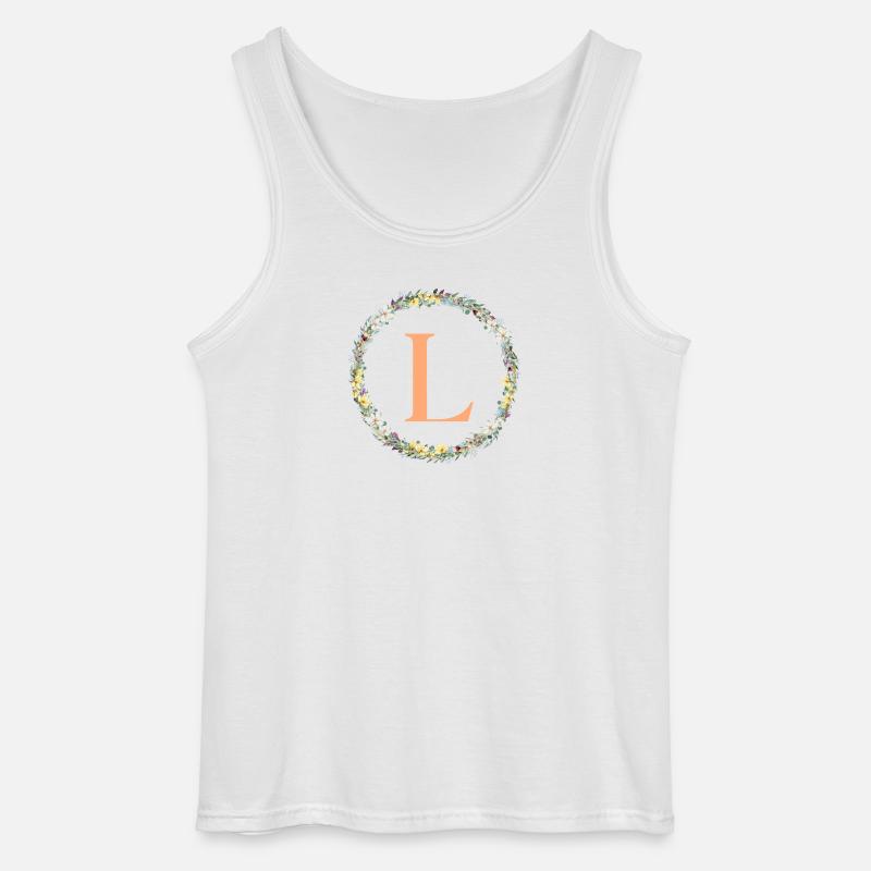 L Monogramm, Blumen-Kranz, personalisierbar - Gildan Männer Tank Top - Weiß