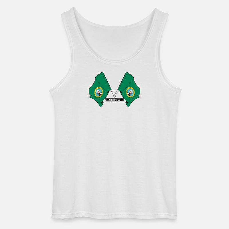 Zwei Flaggen mit dem Text WASHINGTON - Gildan Männer Tank Top - Weiß