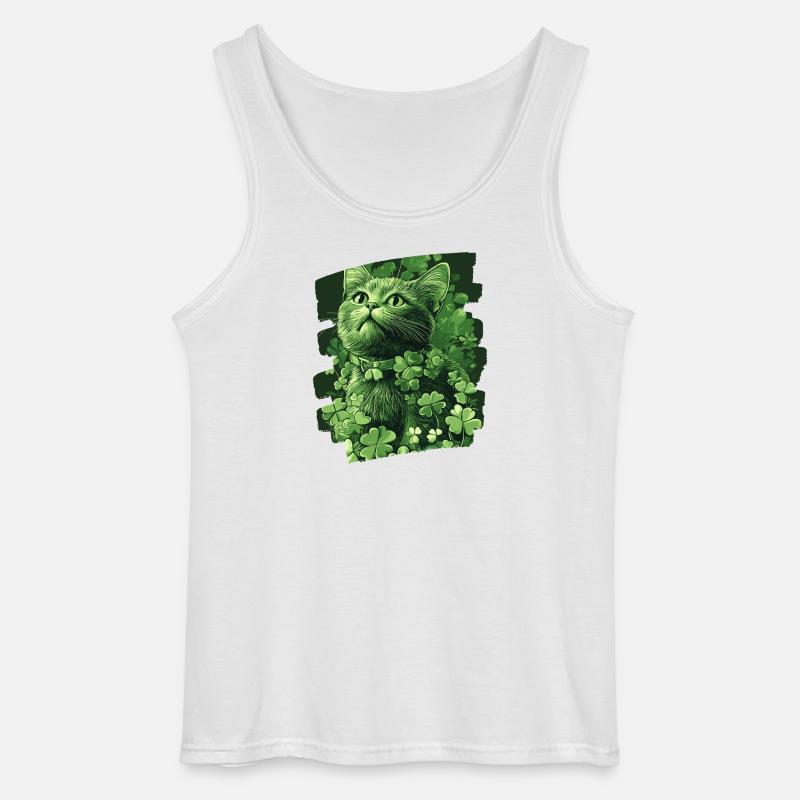 St Patricks day Katze - Gildan Männer Tank Top - Weiß