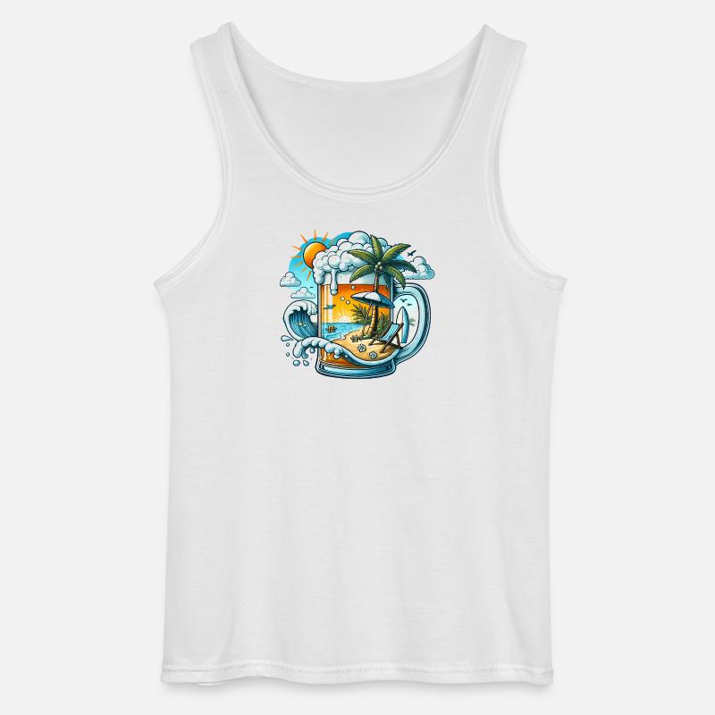 Bier & Strand – Der perfekte Urlaub - Gildan Männer Tank Top - Weiß