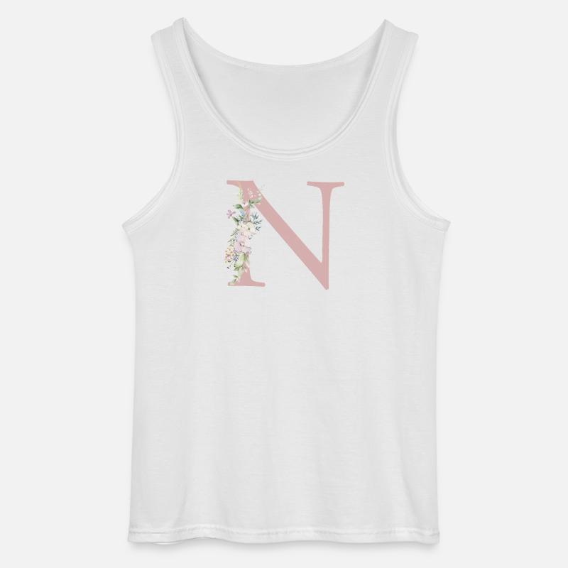 N Monogramm, Floral, personalisierbar - Gildan Männer Tank Top - Weiß