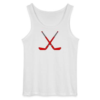 Crossed Hockey Sticks - Gildan Men’s Tank Top - white - Front - AI Model Male 185 dark (185cm)