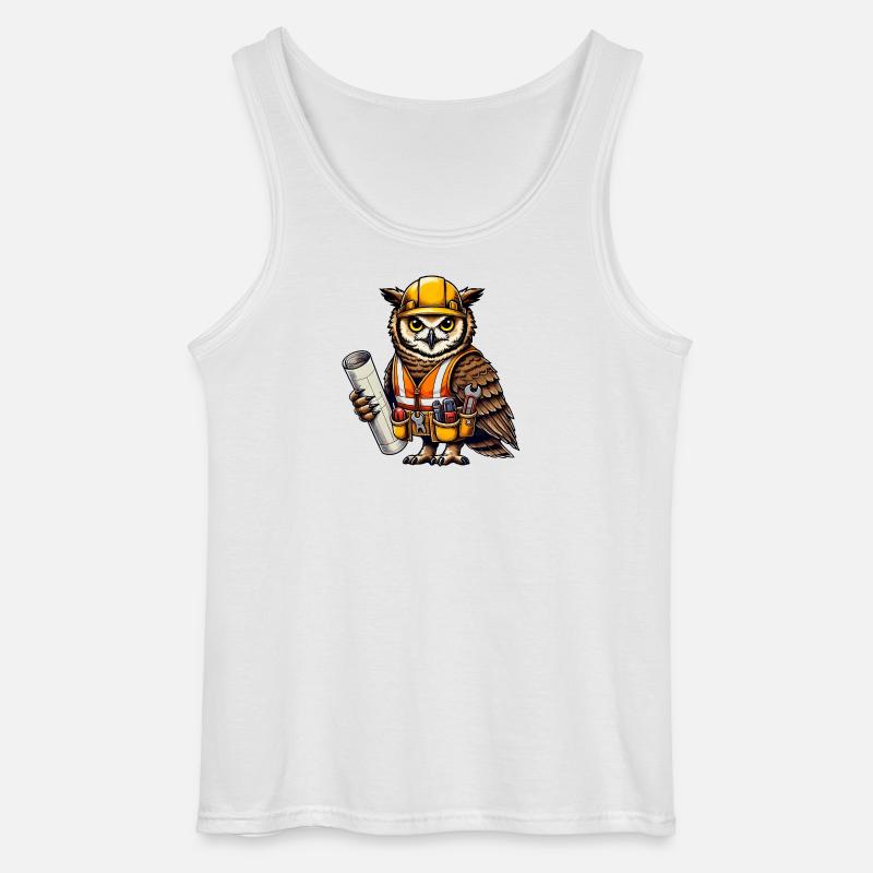 Bauarbeiter-Eule – Clever & Handwerklich! - Gildan Männer Tank Top - Weiß
