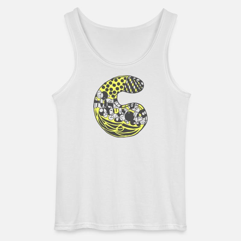 Buchstabe C mit Charakter in gelb - Gildan Männer Tank Top - Weiß