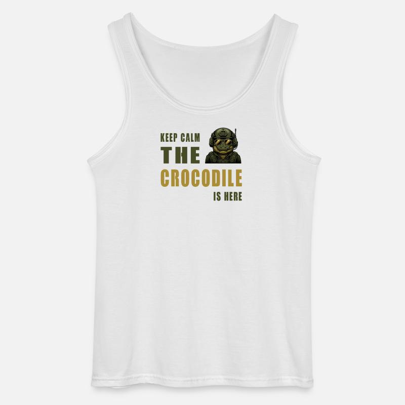 Krokodil im Einsatz – Keep Calm - Gildan Männer Tank Top - Weiß