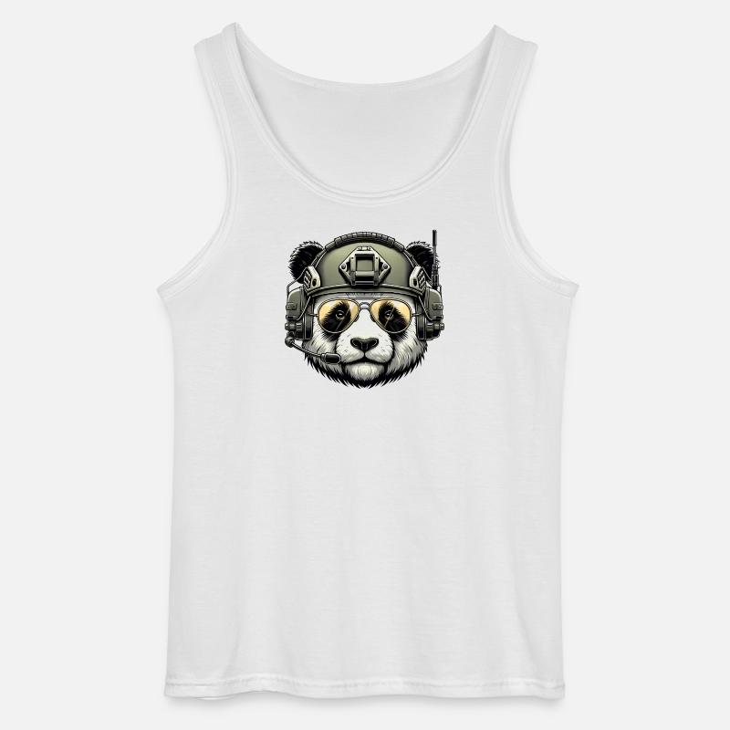 Panda Military Army Design - Gildan Men’s Tank Top - white