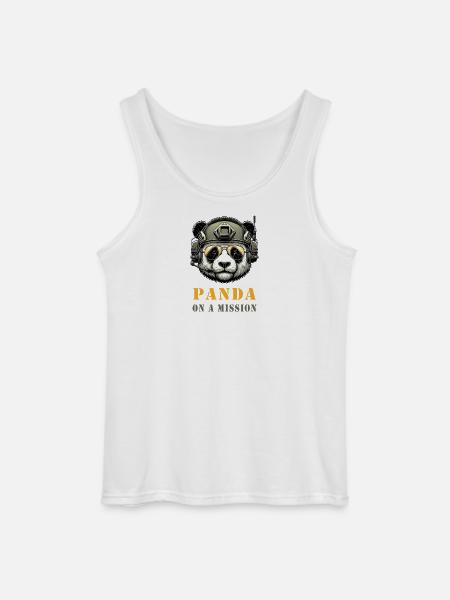 Panda in Mission / Military - Gildan Men’s Tank Top - white