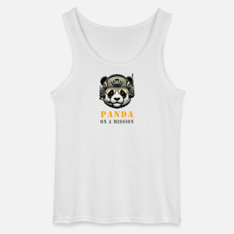 Panda in Mission / Military - Gildan Men’s Tank Top - white
